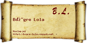 Bögre Lola névjegykártya
